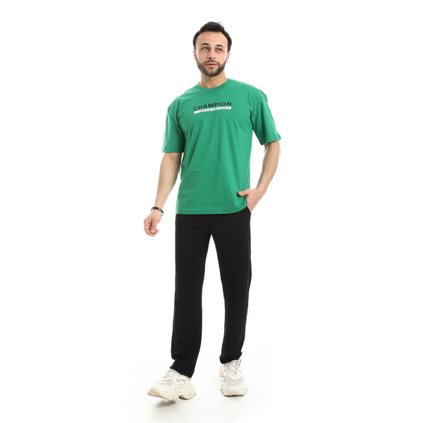 Crew_Neck_Short_Sleeve_Printed_T-Shirt_-_Green