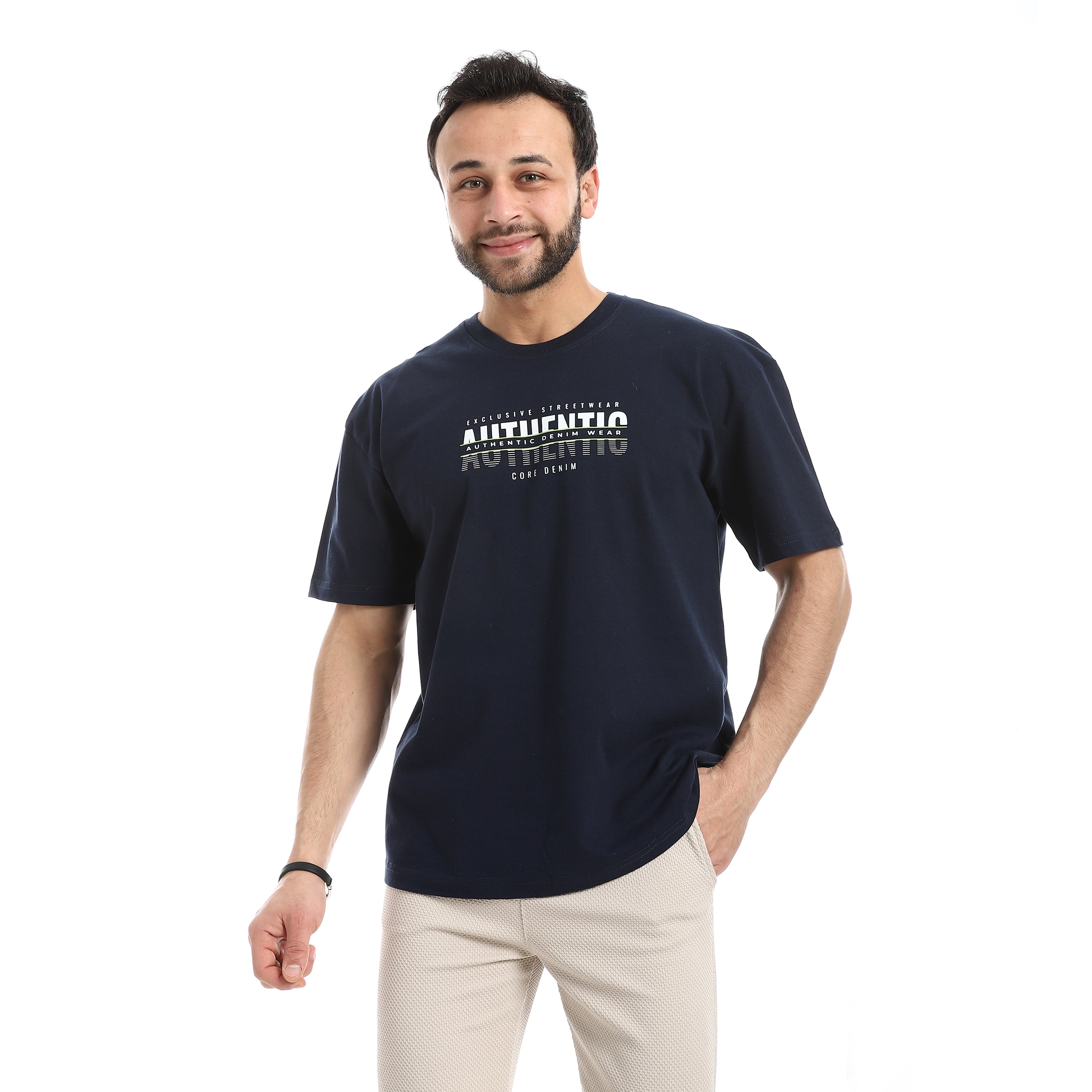 Crew_Neck_Short_Sleeve_Printed_T-Shirt_-_Navy_Blue