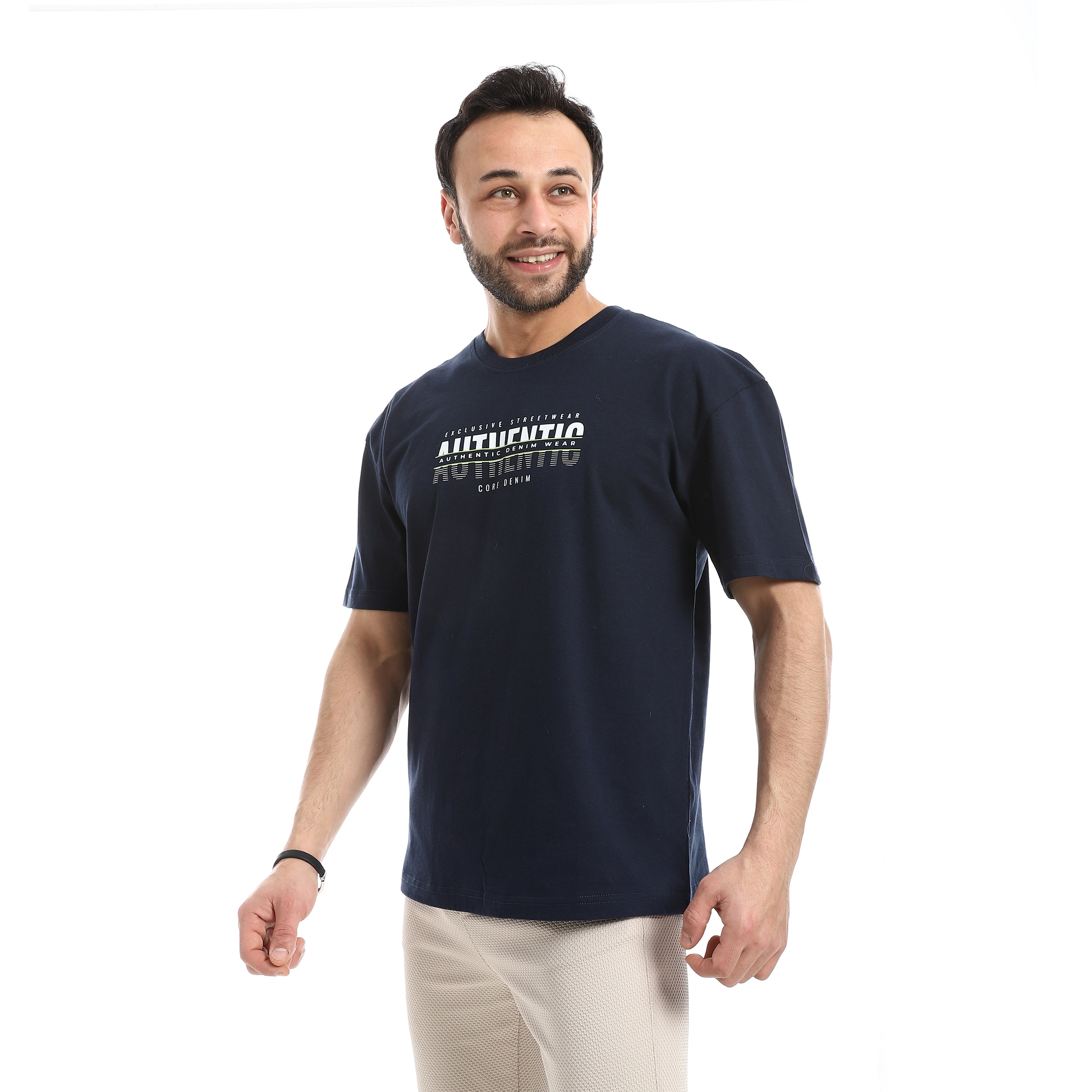 Crew_Neck_Short_Sleeve_Printed_T-Shirt_-_Navy_Blue