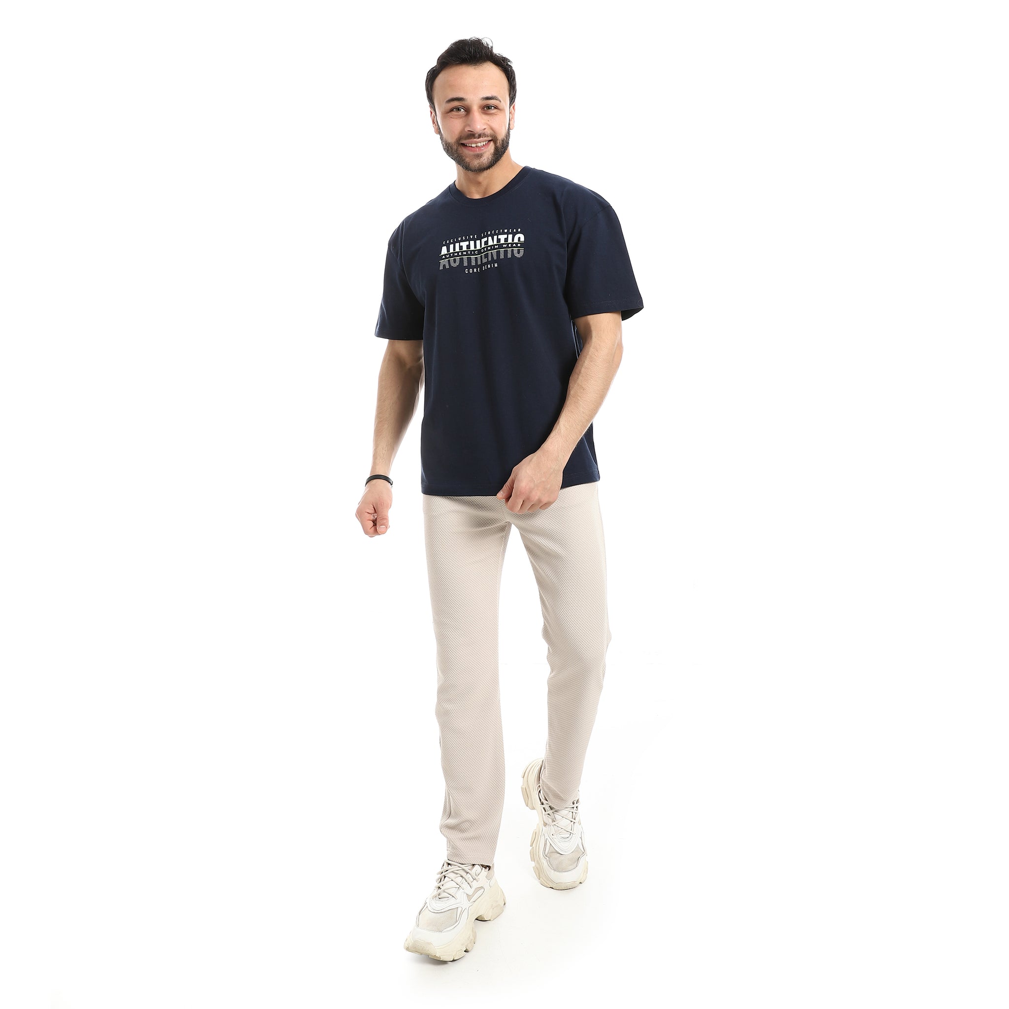 Crew_Neck_Short_Sleeve_Printed_T-Shirt_-_Navy_Blue