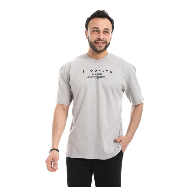 Crew_Neck_Short_Sleeve_Printed_T-Shirt_-_Silver