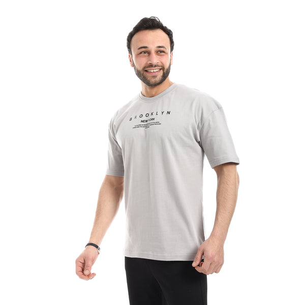 Crew_Neck_Short_Sleeve_Printed_T-Shirt_-_Silver