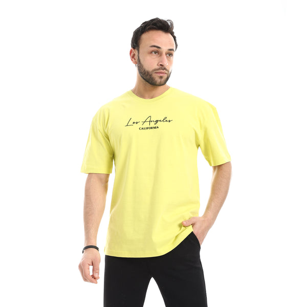 Crew_Neck_Short_Sleeve_Printed_T-Shirt_-_Yellow