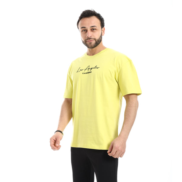Crew_Neck_Short_Sleeve_Printed_T-Shirt_-_Yellow