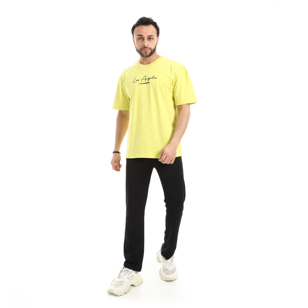 Crew_Neck_Short_Sleeve_Printed_T-Shirt_-_Yellow