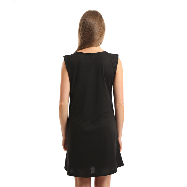 Slip_On_Comfy_Nightshirt_with_Front_Print_-_Black