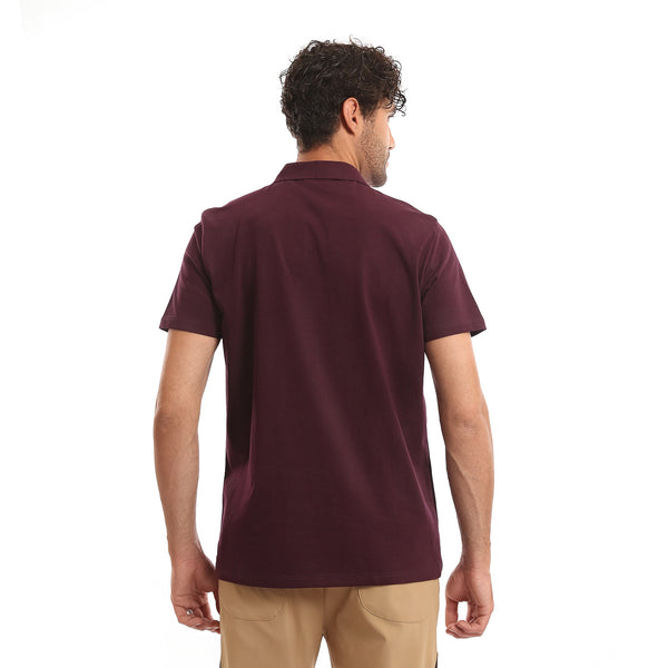 Printed_"Essentials"_Casual_Polo_Shirt_-_Burgundy