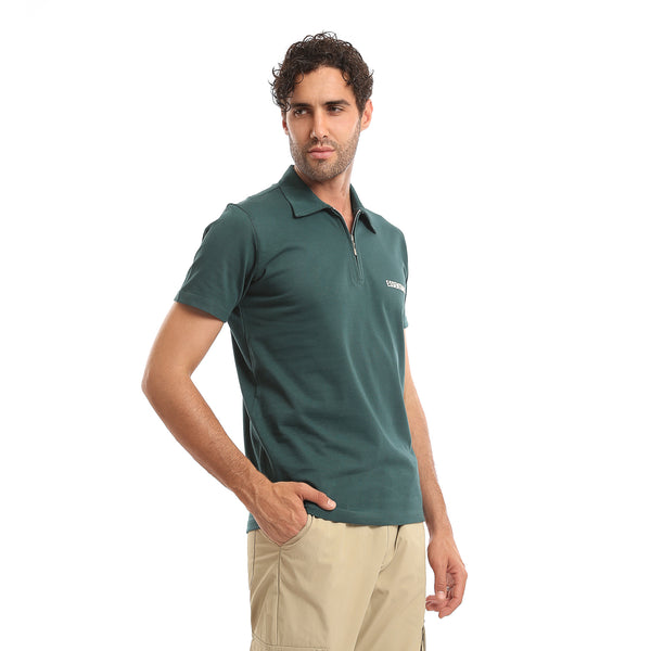 Printed_"Essentials"_Casual_Polo_Shirt_-_Dark_Jade