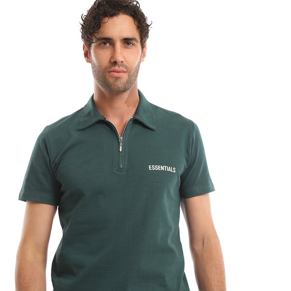 Printed_"Essentials"_Casual_Polo_Shirt_-_Dark_Jade