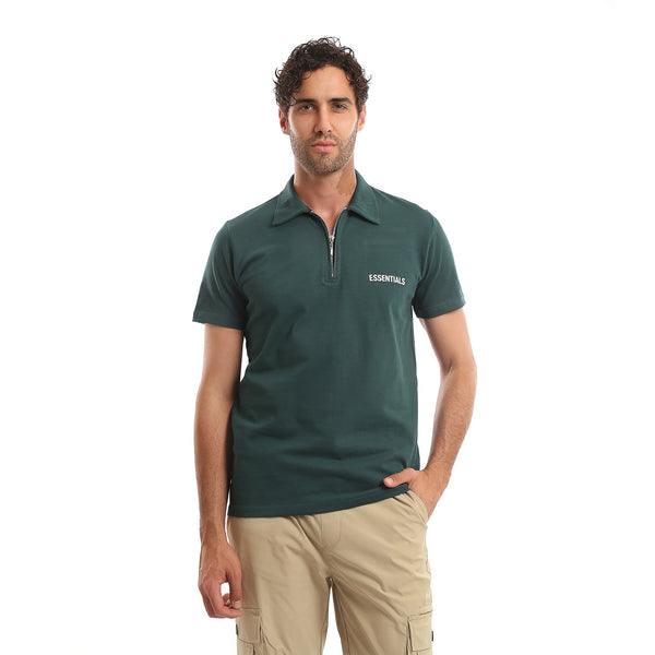 Printed_"Essentials"_Casual_Polo_Shirt_-_Dark_Jade