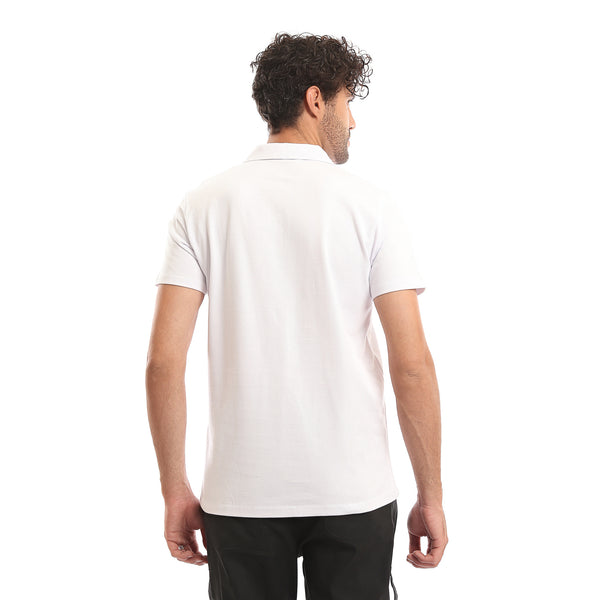 Zipped_Neck_Short_Sleeves_Polo_Shirt_-_White