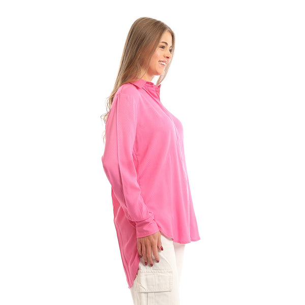 High-Low_Textured_Shirt_with_Hidden_Buttons_-_Fuchsia