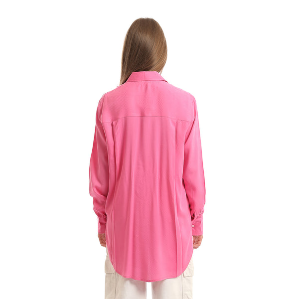 High-Low_Textured_Shirt_with_Hidden_Buttons_-_Fuchsia
