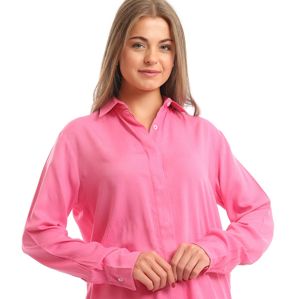 High-Low_Textured_Shirt_with_Hidden_Buttons_-_Fuchsia
