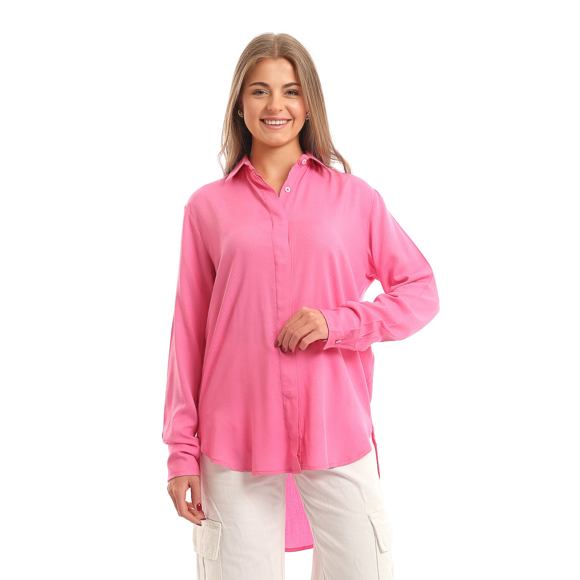 High-Low_Textured_Shirt_with_Hidden_Buttons_-_Fuchsia