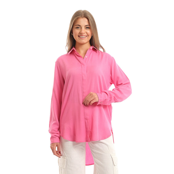 High-Low_Textured_Shirt_with_Hidden_Buttons_-_Fuchsia