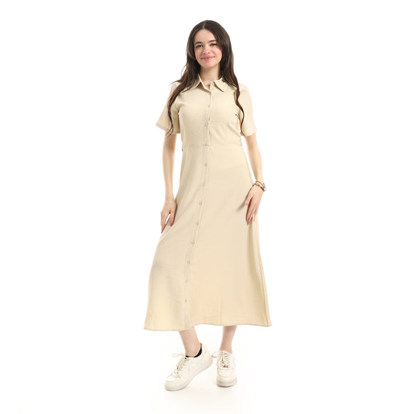 Short_Sleeve_Dress_For_Women_-_Beige