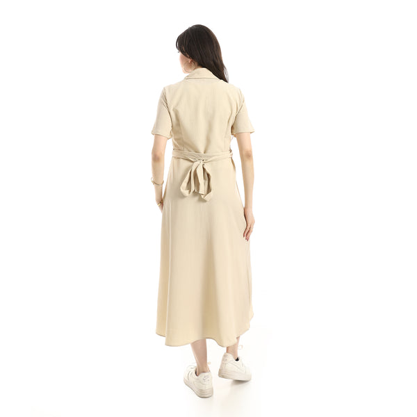 Short_Sleeve_Dress_For_Women_-_Beige