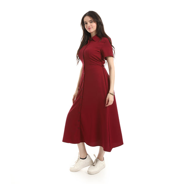 Short_Seelve_Dress_For_Women_-_Wine