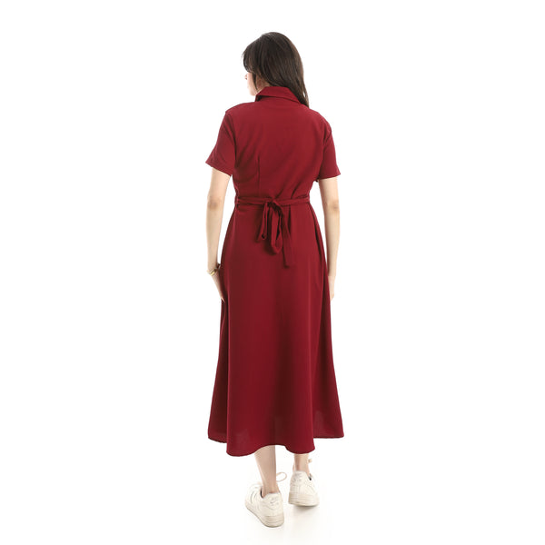 Short_Seelve_Dress_For_Women_-_Wine