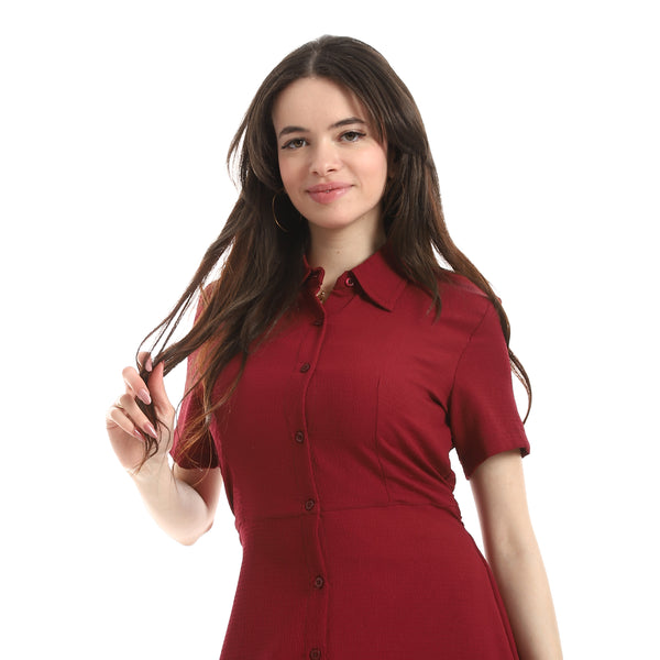 Short_Seelve_Dress_For_Women_-_Wine