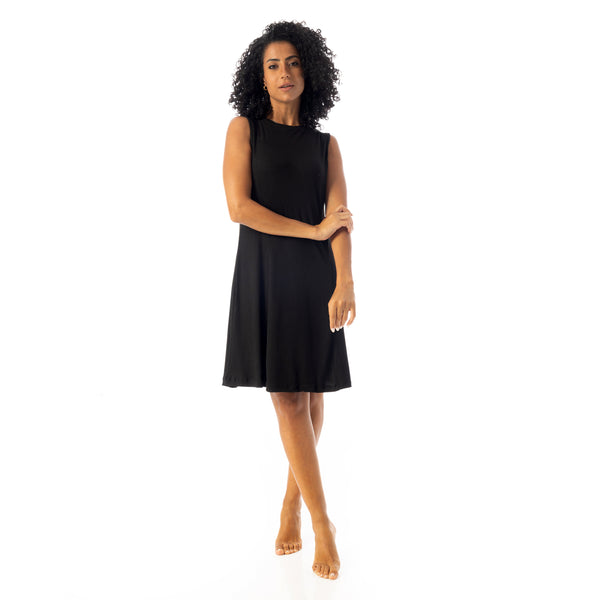 Crew_Neck_Ribbed_Sleeveless_Short_Dress_-_Black
