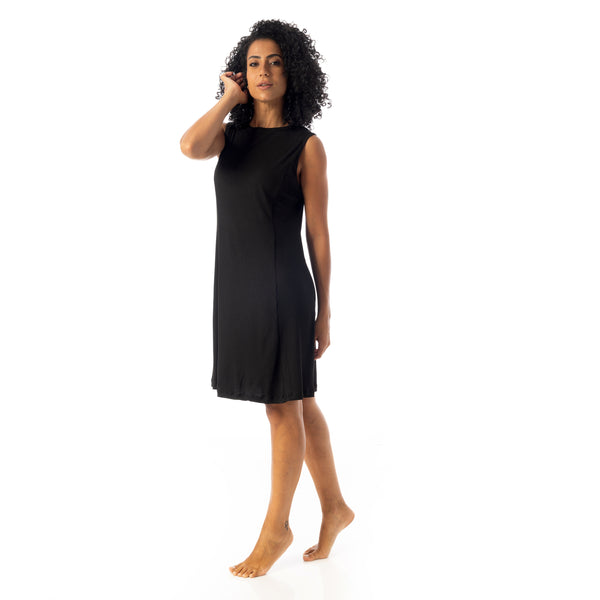 Crew_Neck_Ribbed_Sleeveless_Short_Dress_-_Black