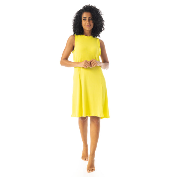 Crew_Neck_Ribbed_Sleeveless_Short_Dress_-_Lemon