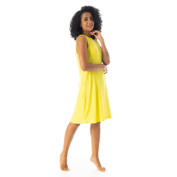 Crew_Neck_Ribbed_Sleeveless_Short_Dress_-_Lemon