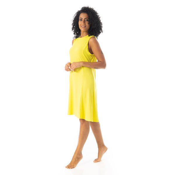 Crew_Neck_Ribbed_Sleeveless_Short_Dress_-_Lemon