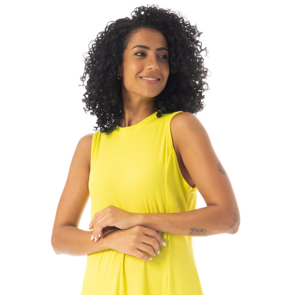 Crew_Neck_Ribbed_Sleeveless_Short_Dress_-_Lemon