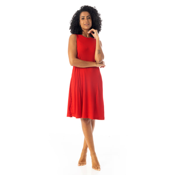 Crew_Neck_Ribbed_Sleeveless_Short_Dress_-_Red