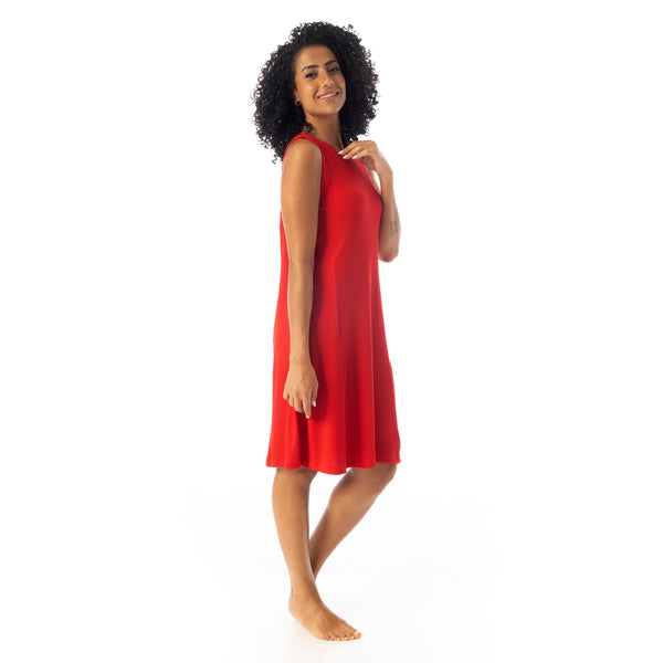 Crew_Neck_Ribbed_Sleeveless_Short_Dress_-_Red