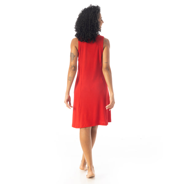 Crew_Neck_Ribbed_Sleeveless_Short_Dress_-_Red