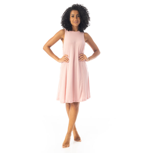 Crew_Neck_Ribbed_Sleeveless_Short_Dress_-_Rose