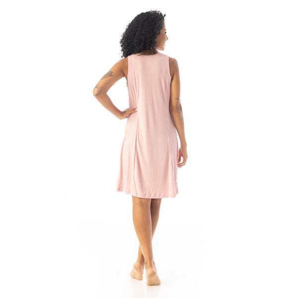Crew_Neck_Ribbed_Sleeveless_Short_Dress_-_Rose
