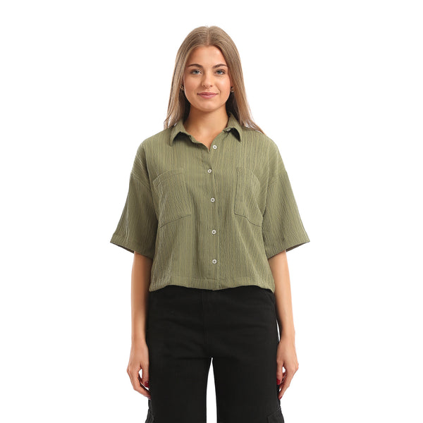Elbow-Sleeves_Textured_Short_Shirt_with_Pockets_-_Olive