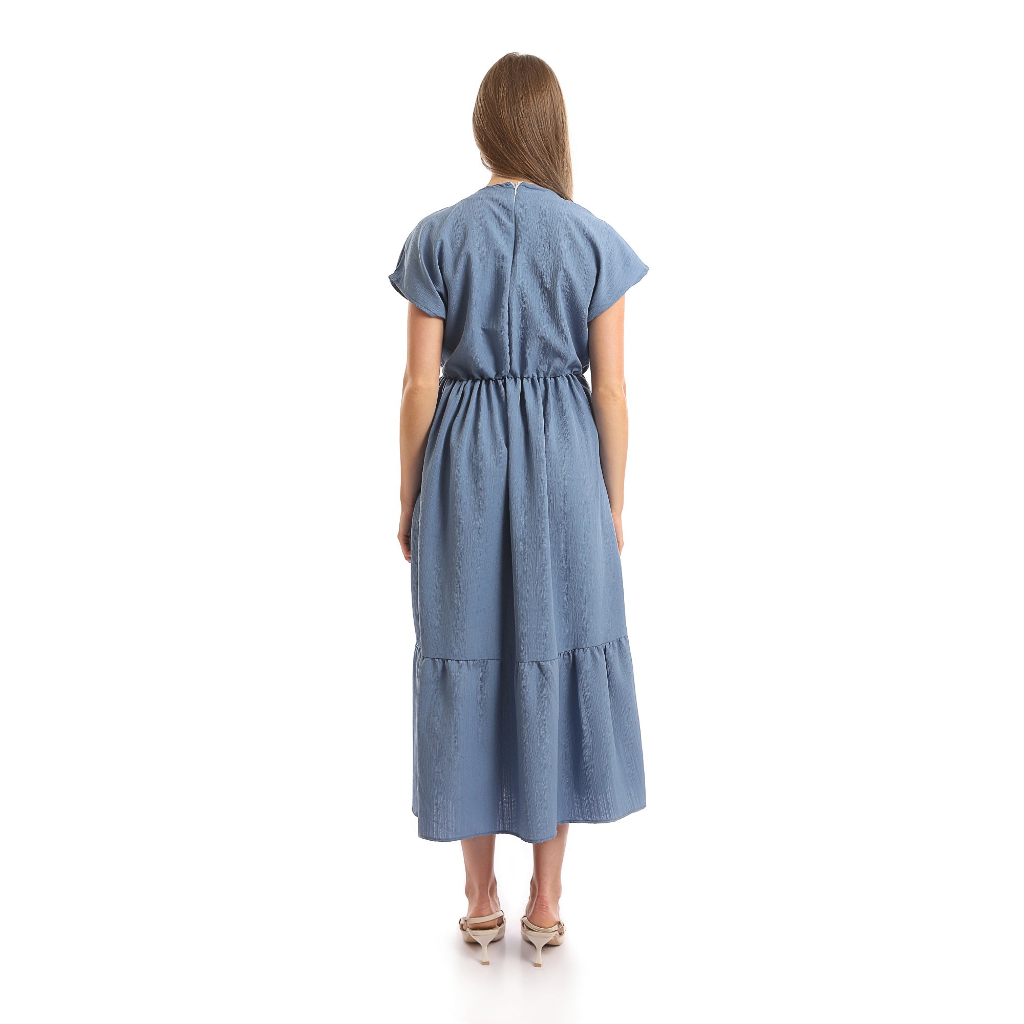 V-Neck_Short_Sleeves_Tiered_Maxi_Dress_-_Dusty_Blue
