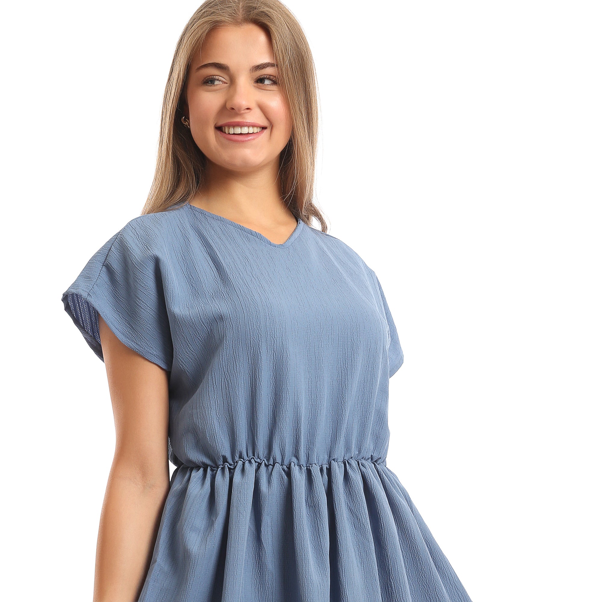 V-Neck_Short_Sleeves_Tiered_Maxi_Dress_-_Dusty_Blue