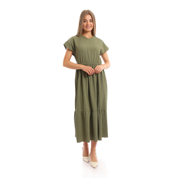 V-Neck_Short_Sleeves_Tiered_Maxi_Dress_-_Olive