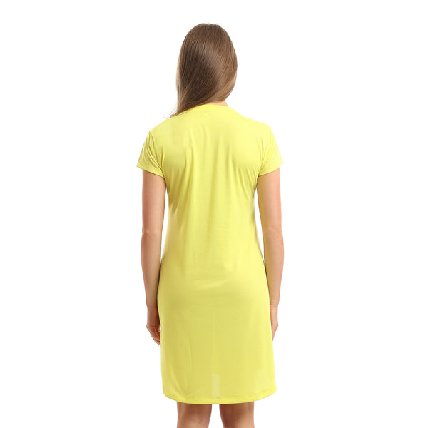 Printed_"Hmm..."_Bear_Slip_On_Cotton_Nightshirt_-_Yellow