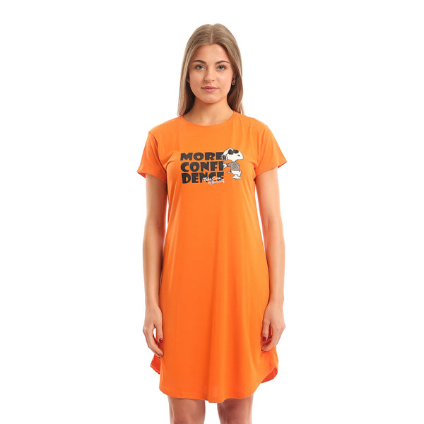 "More_Confidence"_Printed_Comfy_Nightshirt_-_Orange