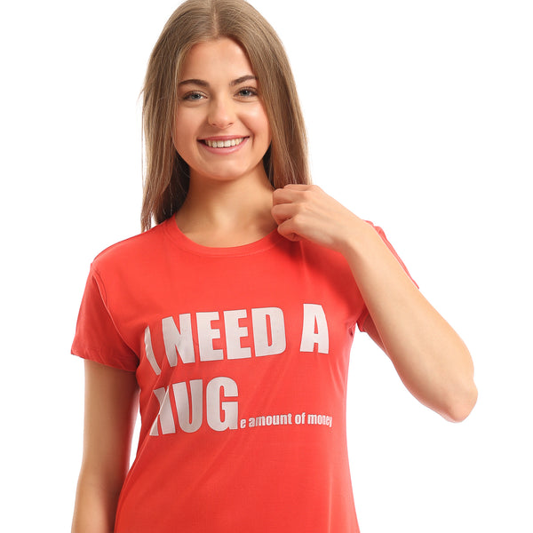 Crew_Neck_Summer_Nightshirt_with_Front_Print_-_Red