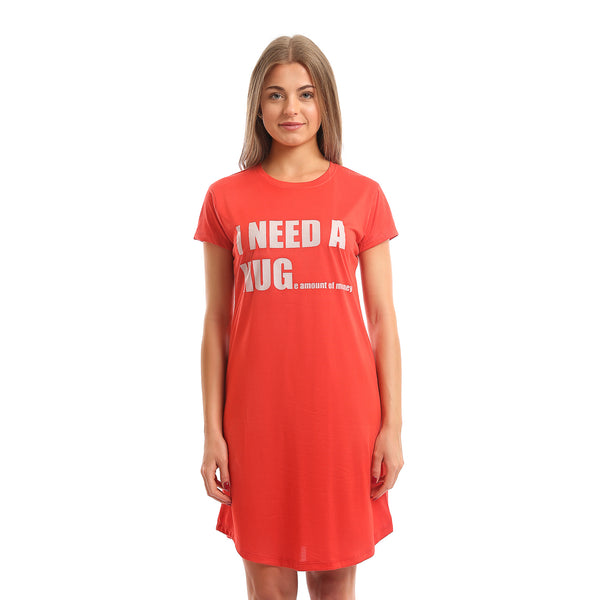 Crew_Neck_Summer_Nightshirt_with_Front_Print_-_Red