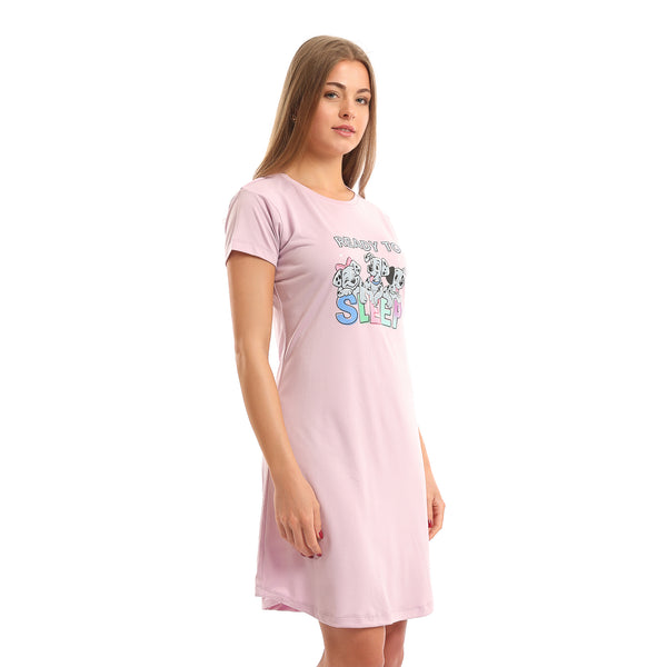 "Ready_To_Sleep"_Short_Sleeves_Nightshirt_-_Rose