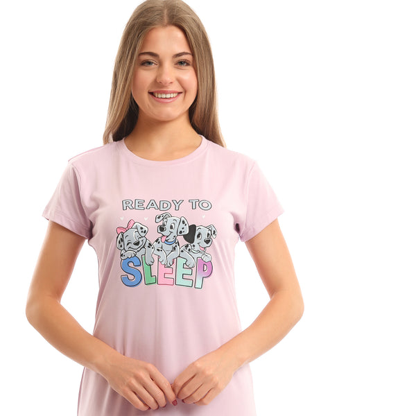 "Ready_To_Sleep"_Short_Sleeves_Nightshirt_-_Rose