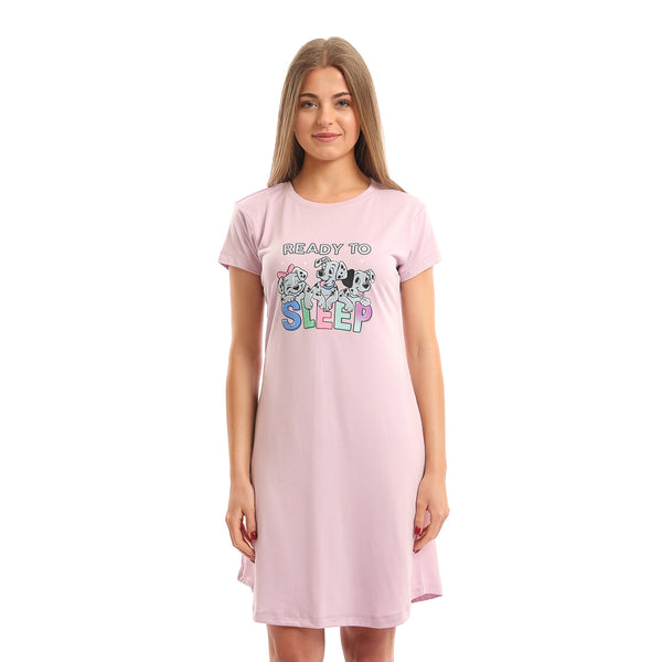 "Ready_To_Sleep"_Short_Sleeves_Nightshirt_-_Rose