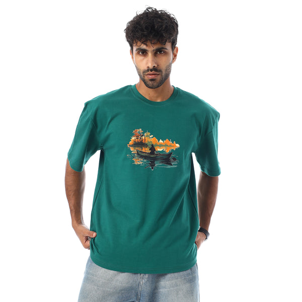 Printed_Comfy_Oversized_T-Shirt_-_Teal_Green