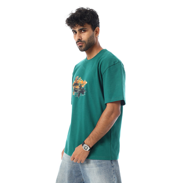 Printed_Comfy_Oversized_T-Shirt_-_Teal_Green