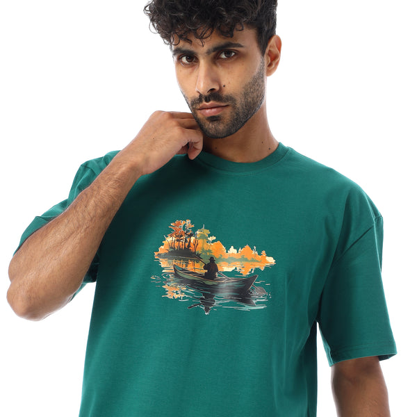 Printed_Comfy_Oversized_T-Shirt_-_Teal_Green